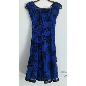 NWOT Jody formal  / evening / prom / cocktail dress size 1 / 2 royal blue & b…
